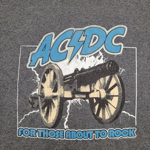 ACDC Shirt Medium 21x24 Boxy Cropped Gray - Picture 11 of 12